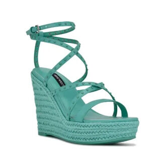 Nine West Green and Blue Sandals with Criss-Cross Straps